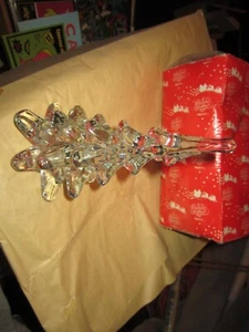 Vintage Enesco 8" Clear Crystal Christmas Pine Tree E-2936 Mint in Box - Picture 1 of 12