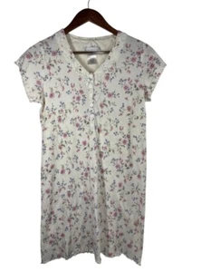 Earth Angels Nightgown Flower Buttons Waffle Knit Vintage Floral Size S - Picture 1 of 6