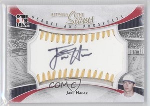 2011 ITG Heroes and Prospects Between the Seams Gold Stitch /19 Jake Hager Auto