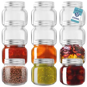 HEFTMAN Glas Einmachgläser mit Deckel Luftdicht Hausgemachte Marmelade Hafer 12er Set 250ml - Bild 1 von 7