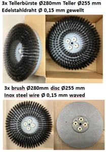 Tellerbürsten f. Bodenreinigungsmaschine Satz 3x Ø280mm Edelstahldraht Ø0,15 - Bild 1 von 5