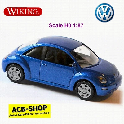 VW New Beetle Tipo 9C Berlina 1997-2005 Blu Metallizzato 1:87 Wiking 035 11 - Immagine 1 di 2