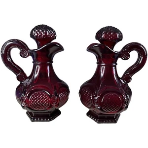 Vintage Avon Ruby Red Cape Cod Glassware Oil and Vinegar  Dispensers - Bild 1 von 15