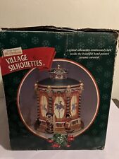 Mr. Christmas Village Silhouettes Lighted Ceramic Carousel W/Box 1998 Working