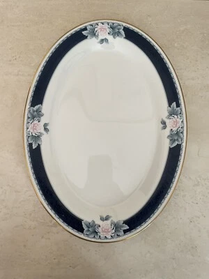 Plato para servir Noritake Japón Nightsong Marfil China 14" ovalado rosa y azul marino Foto 1 de 4