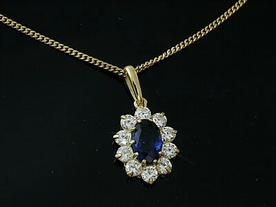 585 Goldkette kleiner  Zirkonia SteineAnhänger mit Zirkonia 15 x 8,2 mm - Bild 1 von 2