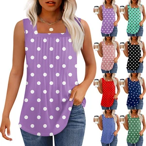 Tank Top For Women Summer Outfits Sleeveless Print Blouses Casual Loose Shirts - Picture 1 of 36