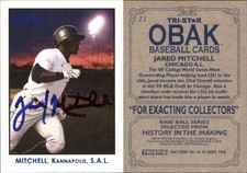 Jared Mitchell Signed 2010 TRISTAR Obak #11 Card Kannapolis Intimidators Auto AU