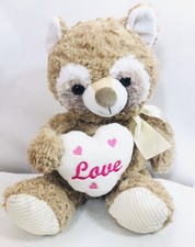  Raccoon Plush 15” Love Heart Stuffed Animal Tan Cuddley Toy