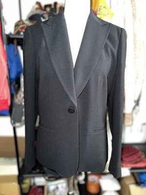 Chaqueta Blazer Liz Claiborne Mujer 8P Pequeña Bolsillos Abotonados Negra 80’ 90’ Foto 1 de 4