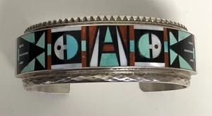 SIGNED ZUNI CUFF BRACELET SIGNED R & L VACIT - Picture 1 of 6