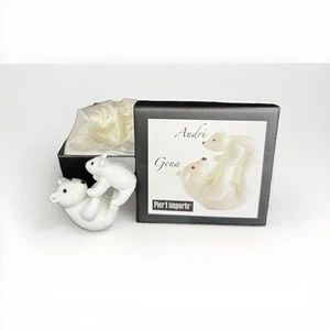 Pier 1 Imports Polar Bear Gena and Audri Glass Sculpture New in Box - Picture 1 of 9