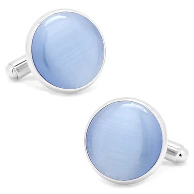 Silver and Blue Catseye Cufflinks - Image 1 of 4