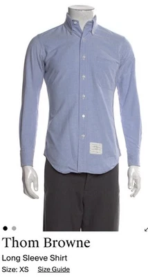 THOM BROWNE $510 Blue Oxford Shirt Button Long Sleeve XS 0 - Image 1 of 2