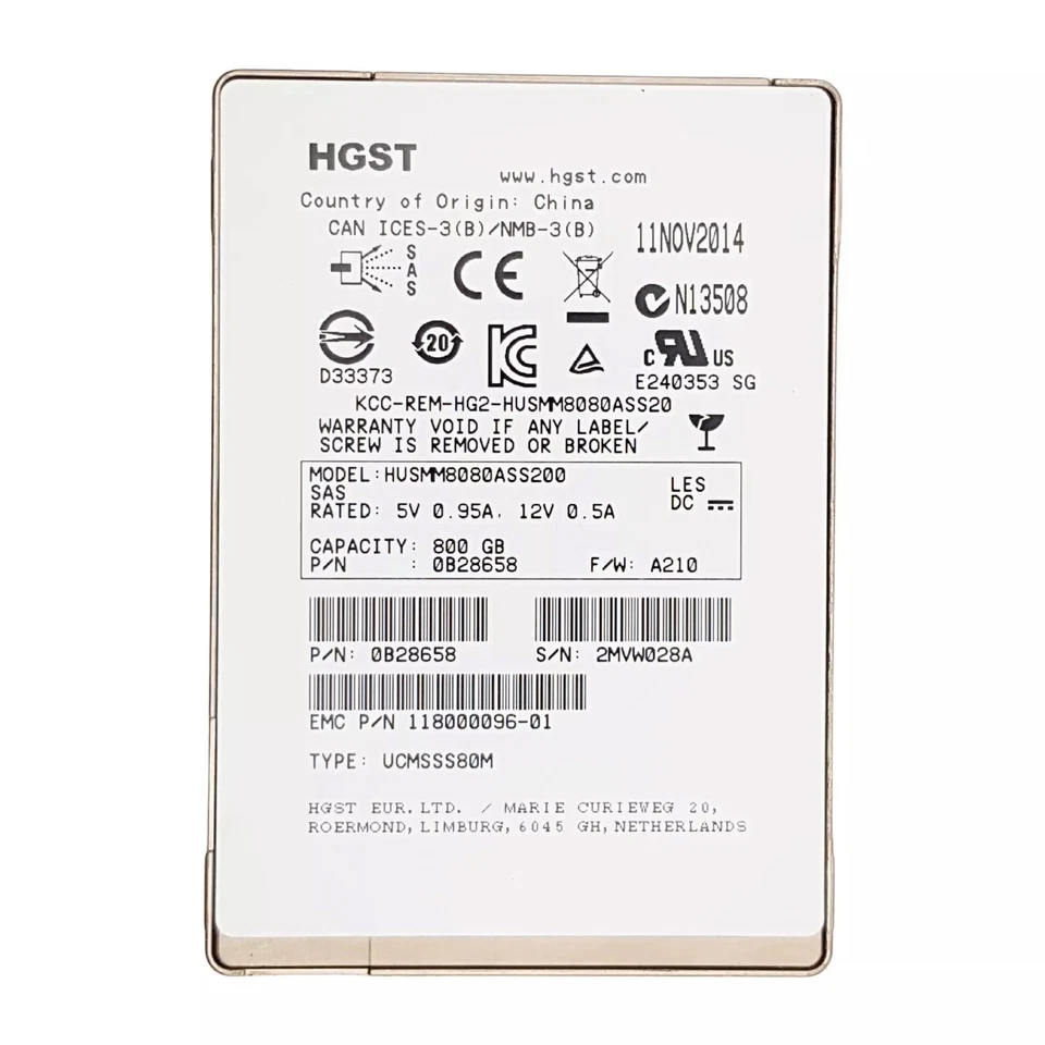 Hard drive EMC 800GB SSD SAS 12G 2.5" MLC WI 118000096-01 - Image 1 of 1