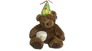 Oso de peluche primer cumpleaños bebé felpa con sombrero de fiesta de cupcakes 12" - Imagen 1 de 8