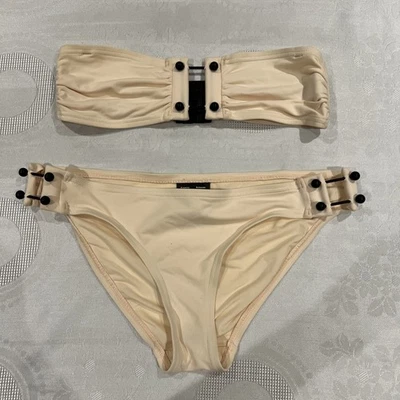 Bikini Proenza Schouler con herrajes metálicos XS Crema Sólido Foto 1 de 4