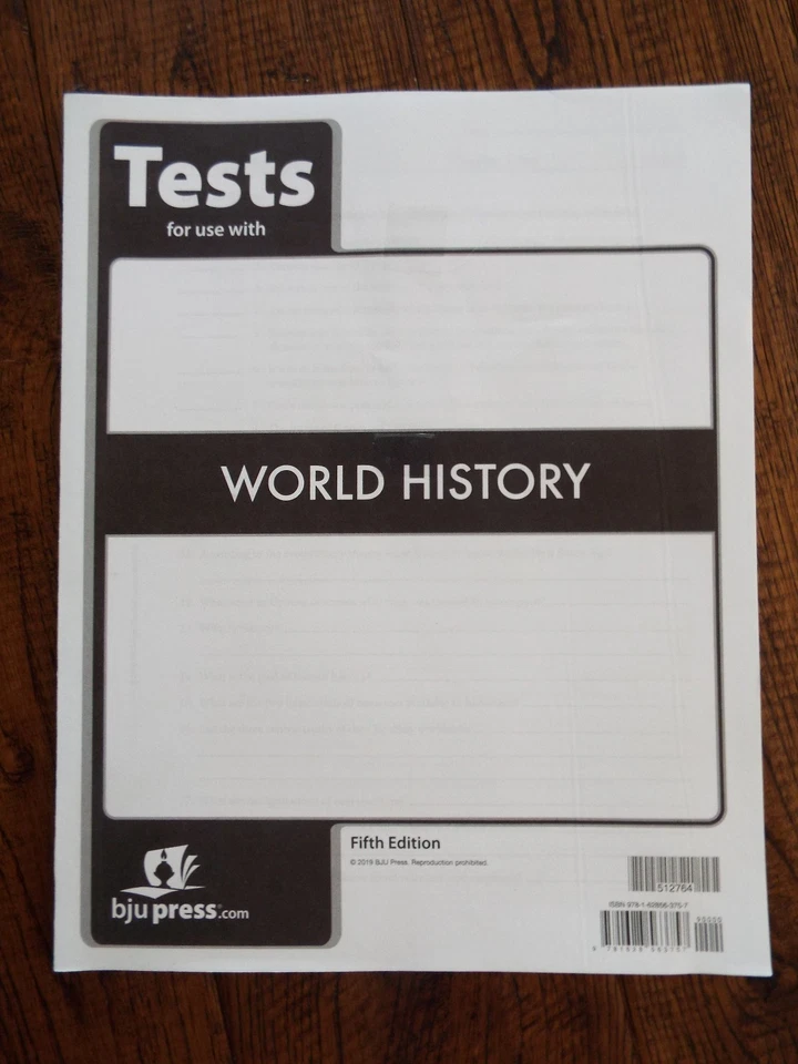 BJU Press World History Tests Fifth Edition - Image 1 of 1