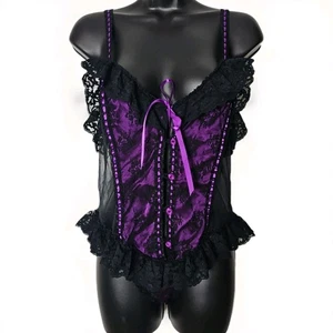 Body Corsé Vintage Púrpura Y Negro Encaje Talla M Vandemere Capricho Gótico - Imagen 1 de 12