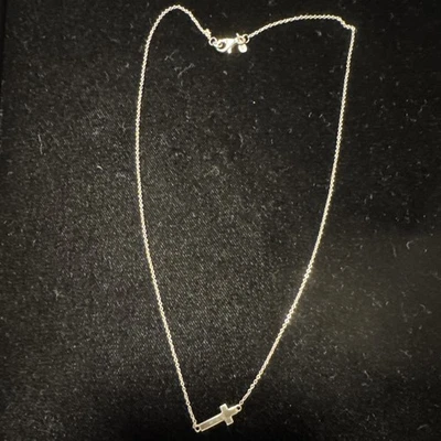 Silpada Sideways Cross Necklace for Women White .925 Sterling Silver Jewelry ... - Image 1 of 3