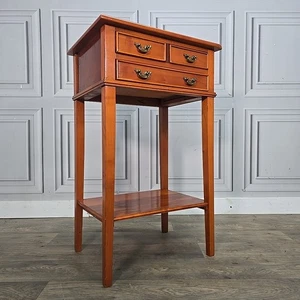 Antique Style Georgian Revival Hall Telephone Table Drawer Plant Stand Yew Wood - Picture 1 of 24
