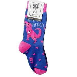 Sock It To Me Crew Women Boy Pink Dinosaur Fierce Love Heart Blue NWT NEW - Picture 1 of 9