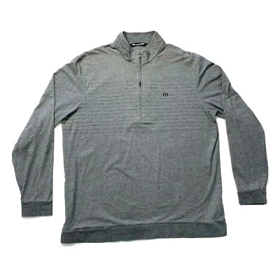 Travis Mathew Sweater Mens 2XL XXL Gray Striped Pullover Sweatshirt 1/2 Zip Golf - Image 1 of 4