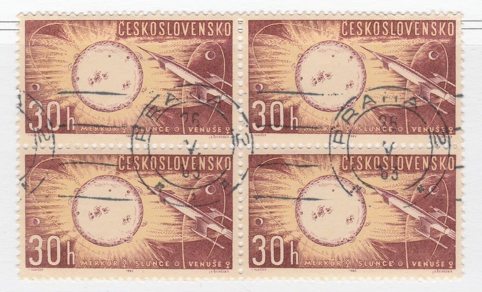 Czechoslovakia 1963 Space Exploration 30h Used Block of Four A19P2F145 - Image 1 of 1