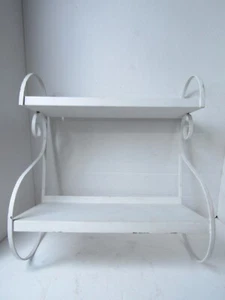 Vintage Wall Mounted Bakers Rack Flower Kitchen Display Decor Retro 2 Shelves - Picture 1 of 12
