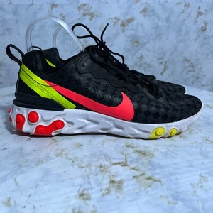 Nike React Element 55 Men's Size 9.5 Running Shoes Black Red Athletic Sneakers - Picture 1 of 12