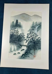 QUADRO VINTAGE ORIGINALE FIRMATO GIAPPONESE BIANCO E NERO SU SETA - Foto 1 di 12