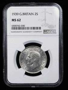 1939 GREAT BRITAIN FLORIN, 2 SHILLING NGC MS62 - Picture 1 of 3