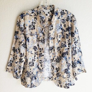 Christopher & Banks Linen/Rayon Blend Jacket Blazer Floral size S Resort Boho - Picture 1 of 12