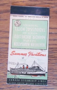 CANADIAN STEAMSHIP MATCHBOOK COVER: CANADA STEAMSHIP LINES AÑOS 40 MATCHCOVER -C22 - Imagen 1 de 3