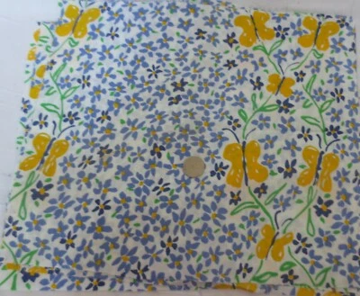 Vintage Cotton Floral with yellow butterflies 12 1/2" x 15" squares 8 pieces - Image 1 of 3