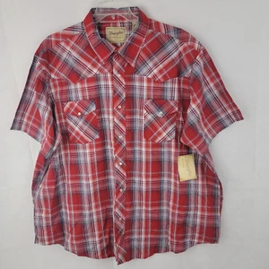WRANGLER Herren Hemd Gr. 3XL Kurzarm Western Pearl Snap Savvy ROT kariert Arbeit - Bild 1 von 12