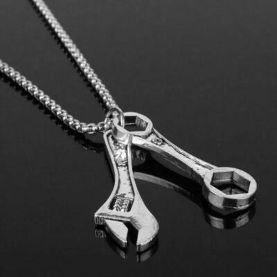 Stainless Steel Wrench Tool Contractor Pendant Silver Plated Mechanic Necklace - Image 1 of 4
