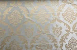 Vintage Damask fabric Blue Gold Silk Curtain Blind Craft Upholstery - Picture 1 of 7