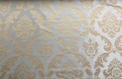 Vintage Damask fabric  Blue Gold  Silk  Curtain Blind Craft Upholstery - Image 1 of 4