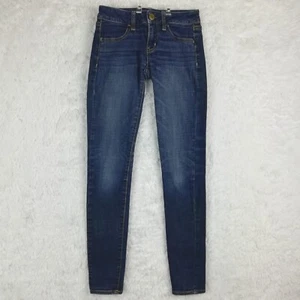 Pantalones de mezclilla para mujer American Eagle súper elásticos azules lavado medio 0 - Imagen 1 de 13