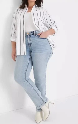 Camisa Lane Bryant No Peek Collection Relax Button Down Boyfriend tamanho 26/28 nova com etiquetas - Imagem 1 de 4