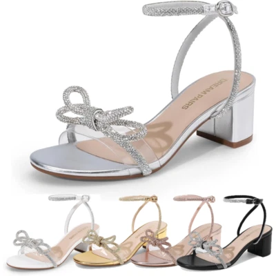 Sandalias con lazo y cordones para mujer Sandalias de tacón bajo grueso con punta abierta Zapatos Foto 1 de 4