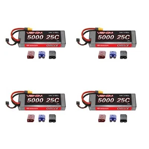 Venom 25C 2S 5000mAh 7.4V Hard Case LiPo Battery with UNI Plug System x4 Packs - Picture 1 of 3