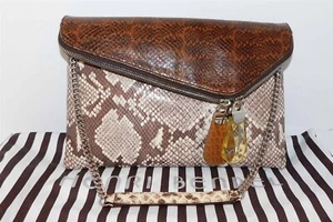 New Henri Bendel Debutante Snake Embossed Leather Chain Clutch Shoulder Bag - Picture 1 of 9