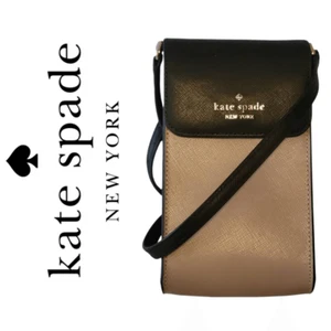 Kate Spade Madison Flap Phone Crossbody Toasted Hazelnut & Black Leather Bag - Bild 1 von 13