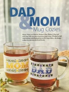 CROSS STITCH MUM AND DAD MUG COZIES MAKE FOR MOTHERS OR FATHERS DAY - Picture 1 of 1