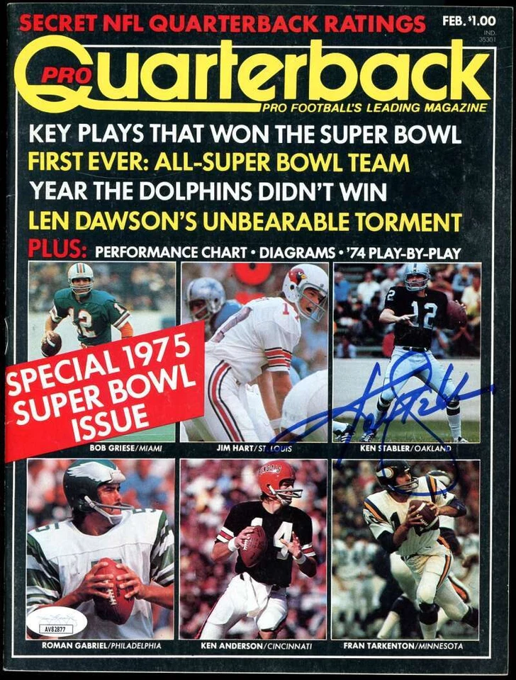 Ken Stabler JSA Coa Autograph 1975 Pro Quarterback Magazine Signed - Image 1 of 1