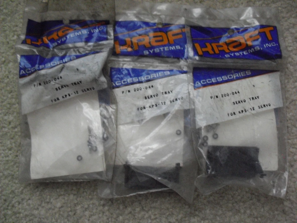Lot of 3 RC Airplane Part Packs Kraft Servo Mounting Trays 200-044 NIP - Image 1 of 1