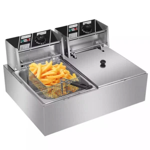 12L Friteuse Elektro Fritöse Doppel Fritteuse Öl-Fritteuse mit Frittierkorb DE - Bild 1 von 9