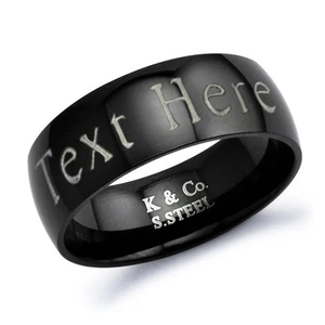 Ring mit römischen Ziffern, personalisiert schwarz vergoldet Edelstahl, Herrenring - Bild 1 von 4